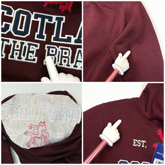 Pride of Scotland The Brave Spellout Hoodie Youth 9/10 Red Pullover New Imperfec - Picture 5 of 9